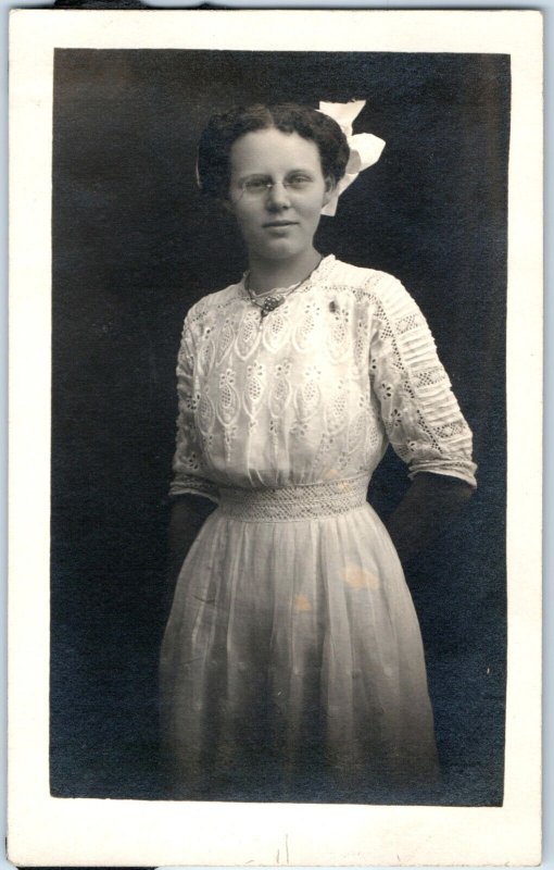 x5 LOT c1910s Lady Portraits RPPC Women Young Middle Age Girls Real Photo A176