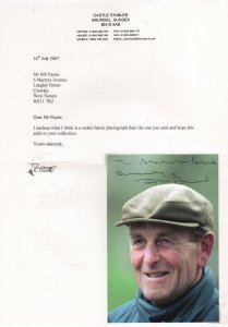 John Dunlop Horse Racing Trainer 2x Hand Signed Photo & Letter