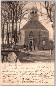 Friesland Netherlands, 1903 Sint Annaparochie, Van Harenskerk, Church, Postcard