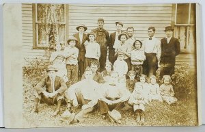 RPPC WV Estate Large Family Boy w/Pipe or Group WVa Real Photo Postcard K16