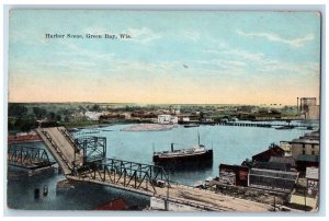 c1910 Bridge Scene, Harbor Scene, Green Bay Wisconsin WI Unposted Postcard