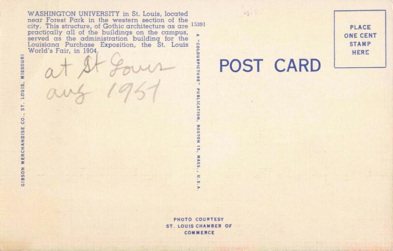 Postcard Washington University St Louis Missouri