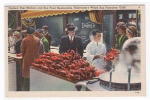 Crab Seller Fishermans Wharf San Francisco CA postcard