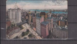 NEW YORK, BIRD'S EYE VIEW OF WOOLWORTH TOWER, EAST SIDE, c1930 ppc., unused.