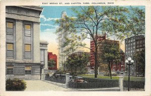 Columbus Ohio 1930 Postcard East Broad St. and Capitol Yard