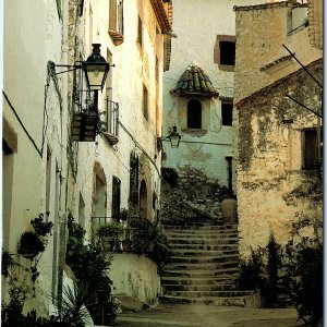 c1990s Vilafames, Castello, Spain Costa del Azahar Alley Stairs Chrome Lg PC M28