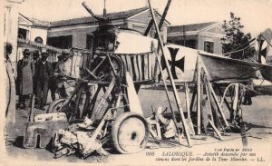 Salonique Thessaloniki Greece Aviatik Airplane Wreack Postcard AA70093