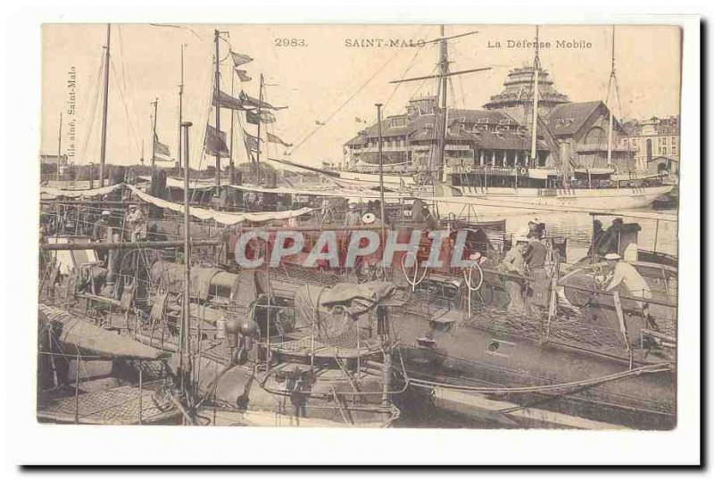  Saint Malo Vintage Postcard mobile defense (under sailors submarine U boot)