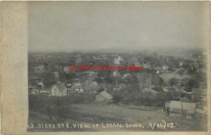 IA, Logan, Iowa, RPPC, Bird's Eye View Of Town In 1908