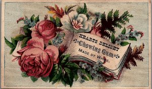 1880s CHEWING GUM WHITE'S HEARTS DELIGHT FLORAL VICTORIAN TRADE CARD 25-229
