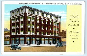 Vandalia IL Illinois Hotel Evans Postcard