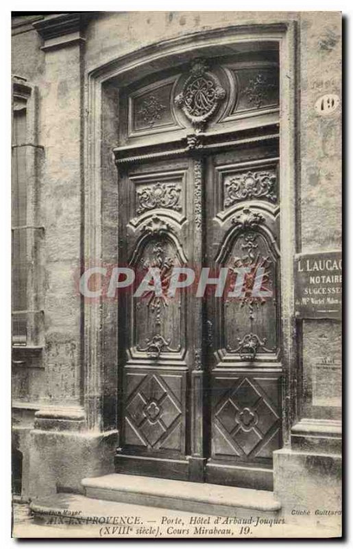 Old Postcard Aix en Provence Gate Hotel Arbaud Jouques Cours Mirabeau