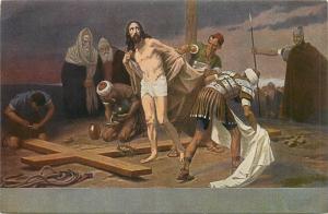 Via crucis Fugel 1932 religion postcard Jesus Christ X