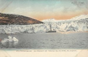 SS SPOKANE Taku Glacier, Alaska Steamboat c1910s Hand-Colored Vintage Postcard