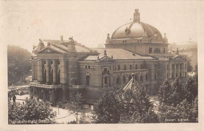 Oslo Norway National Theater Real Photo Antique Postcard K18588