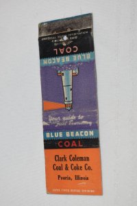 Blue Beacon Coal Clark Coleman Cole and Coke Co. IL 20 Strike Matchbook Cover