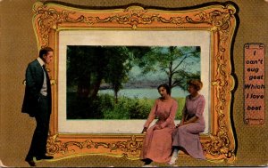 Romantic Couple Sitting By Large Painting