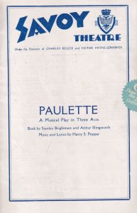 Stanley Brightman Paulette Musical on Ship Theatre Programme