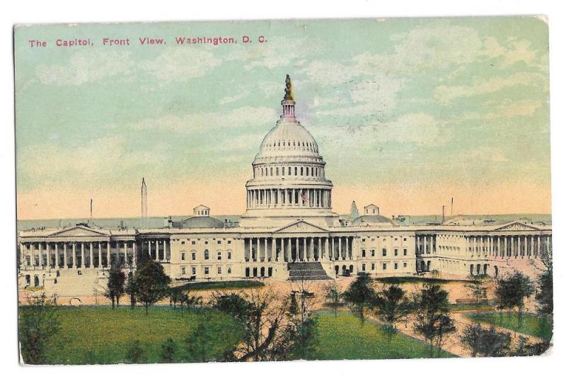 Washington DC Capitol Front View Vintage 1911 Postcard