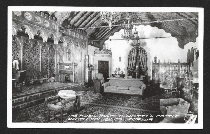 Music Room Scottys Castle Death Valley CA Real Photo PC Used c1952