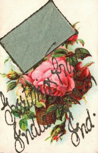 Vintage Postcard 1910's Greetings from Indianapolis Indiana IN Flowers w/ Letter