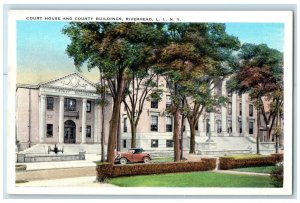 c1940 Court House County Buildings Field Riverhead Long Island New York Postcard