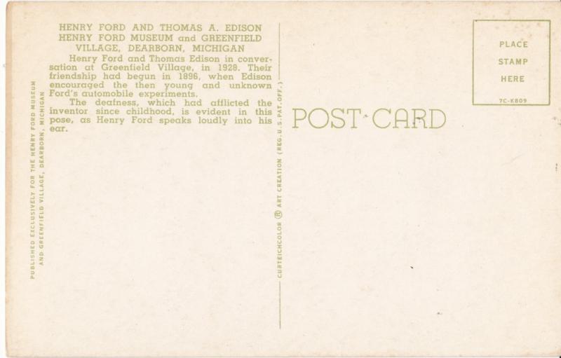 Henry Ford and Thomas A. Edison, unused Postcard