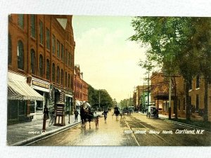 Vintage Postcard 1910's Main Street Looking North Cortland NY New York