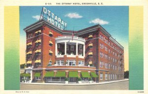 Greenville, SC South Carolina  OTTARAY HOTEL  Roadside  ca1940's Linen Postcard