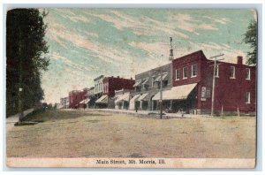 Main Street Stores Shops Scene Mt. Morris Illinois IL Antique Unposted Postcard