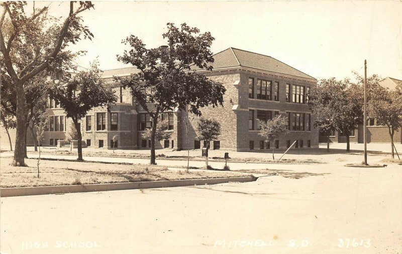 Mitchell South Dakota 1940s RPPC Real Photo Postcard High School