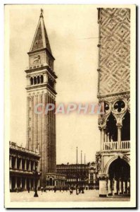 Old Postcard Venezia The Campanile di San Marco dalla Piazzetta