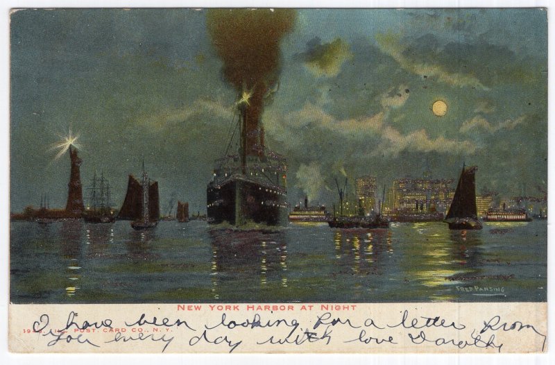 New York Harbor At Night