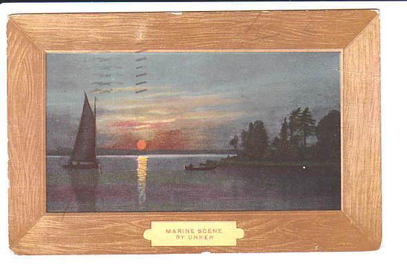 Unker, Marine Scene, Fancy Frame, Used 1909  Ontario Cancel