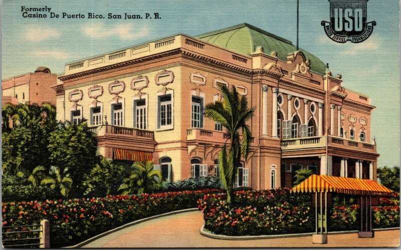San Juan Puerto Rico Casino De Puerto Rico Tichnor USO Postcard