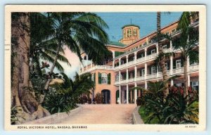 NASSAU, BAHAMAS ~ View of ROYAL VICTORIA HOTEL 1940 Linen  Postcard