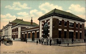 Troy New York NY Train Station Depot c1900s-20s Postcard