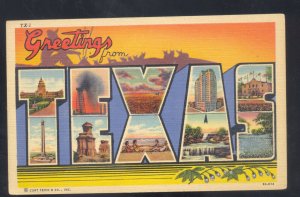 GREETINGS FROM TEXAS TX. VINTAGE LARGE LETTER LINEN POSTCARD