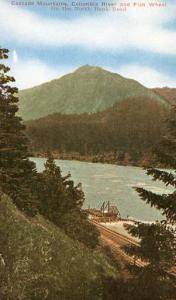 OR - Cascade Mountains, Columbia River & Fish Wheel on the North Bank Road