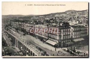 Old Postcard Algeria ALGIERS - the Republic Boulevard and Ramps