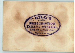 Gill's Prescription Drug Store Flower Basket Victorian Trade Card Phila PA 