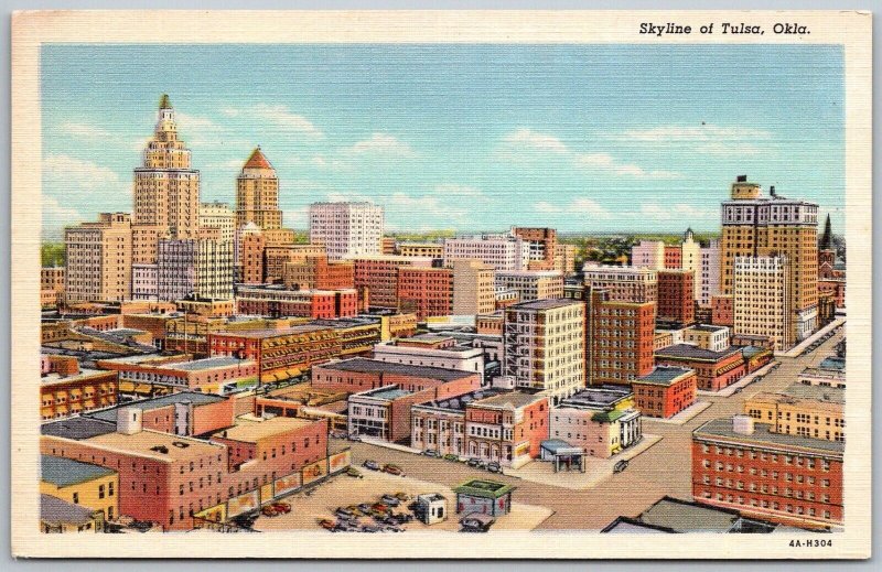 Tulsa Oklahoma 1940s Postcard Skyline View