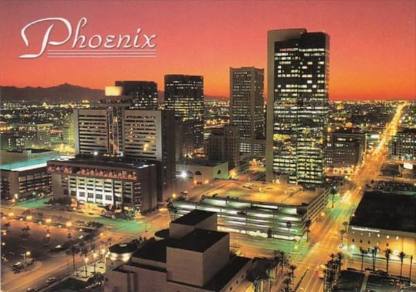 Arizona Phoenix Downtown View At Sunset