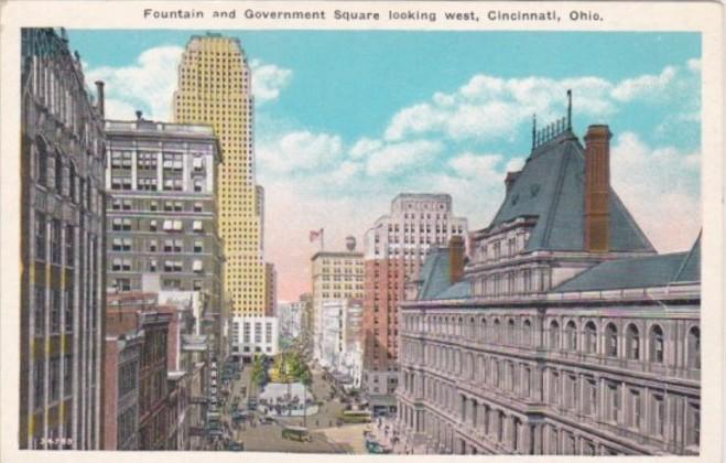 Ohio Cincinnati Fountain and Government Square Looking West