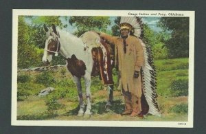 Ca 1926 Osage Indian & Pony Oklahoma