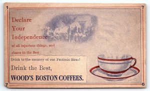 c1890 WOOD'S BOSTON COFFEES DECLARATION OF INDEPENDENCE TRADE CARD P1941