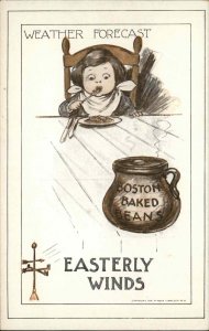 Weather Forecast Boston Baked Beans  Easterly Winds c1910 Postcard