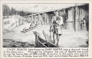 Chief Sealth Chief Seattle WA Fred Oldfield Unused Cascade Postcard G23