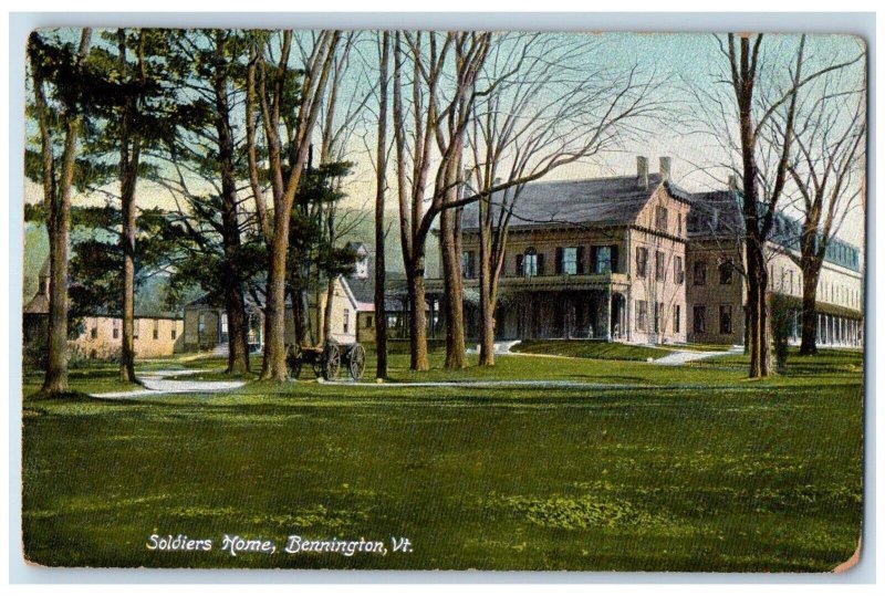 1908 Soldiers Home Carriage Trees Park House Bennington Vermont VT Postcard 