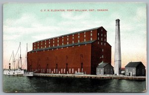 Postcard Fort William Ontario c1910s C.P.R. Elevator Ships Smokestack